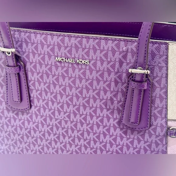 NWT Michael Kors Voyager Large Color-Block Signature Logo Tote Bag - Picture 4 of 10